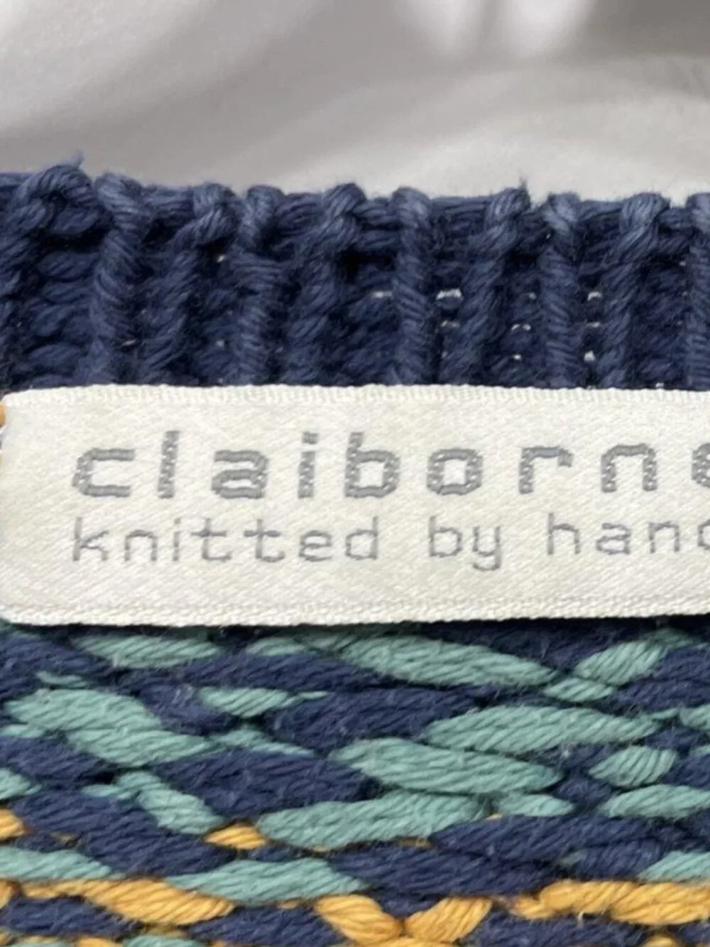 Claiborne Vintage Style Grandpacore Fair Isle Cotton Knit Sweater L